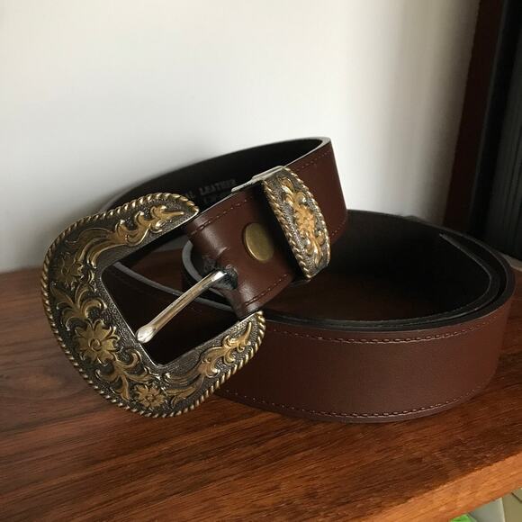 Vintage Ashford Ridge Genuine Leather Women\'s brown Western Belt Size 36\